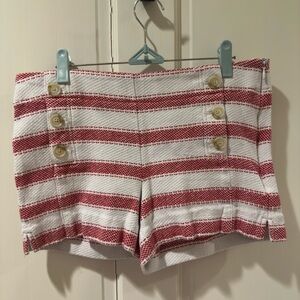 LOFT High Waist Red and White Striped Shorts